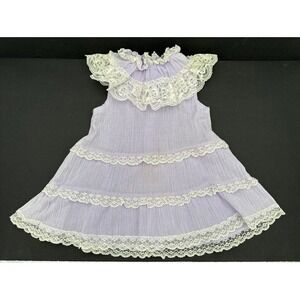 VTG Purple Girl Party Dress Lace Ruffled Toddler Girl 4t Union Made Metal Zipper